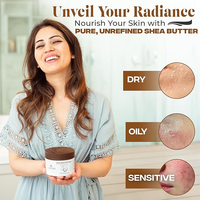AZMERA Handcrafted Whipped Shea Body Butter – Unscented Moisturizer for Dry, Sensitive Skin with Argan Oil & Vitamin E – Vegan, Non-Greasy Whipped Body Butter for Women & Men – 8.82 oz-Velvo Beauty