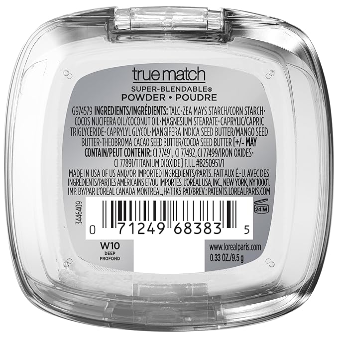 L'Oreal Paris True Match Super Blendable Oil Free Powder Foundation, W10 Deep, 0.33 oz-Velvo Beauty