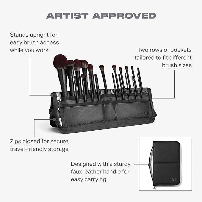 Morphe MUA Life Makeup Brushes - 20 Piece Makeup Brush Set of Eye and Face Brushes - Made with Synthetic Bristles and Includes Carrying Case (20 Count)-Velvo Beauty