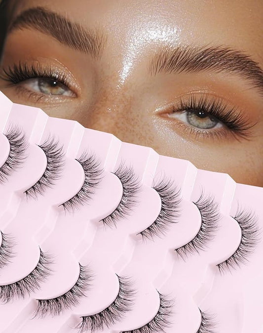 Natural Lashes Mink Natural Eyelashes False Eyelashes Natural Look False Lashes Wispy Eye Lashes Cat Eyelashes Fake Lashes UK222-Velvo Beauty