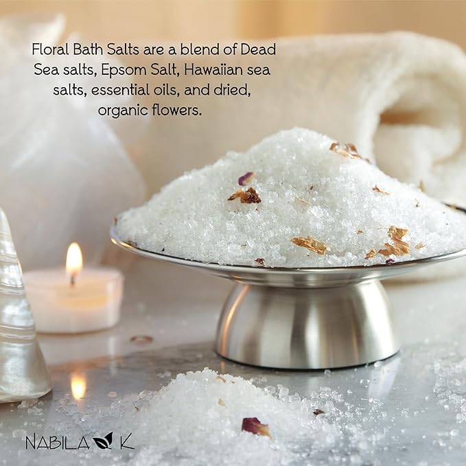 Assorted Bath Salts (Set of 6) by Nabila K - Dead Sea Salt & Epsom Salt Scrub & Soak - Exfoliates & Hydrates Skin, Botanical Essential Oils - Bubble Bath Accessories for All Skins Types, 2 oz-Velvo Beauty
