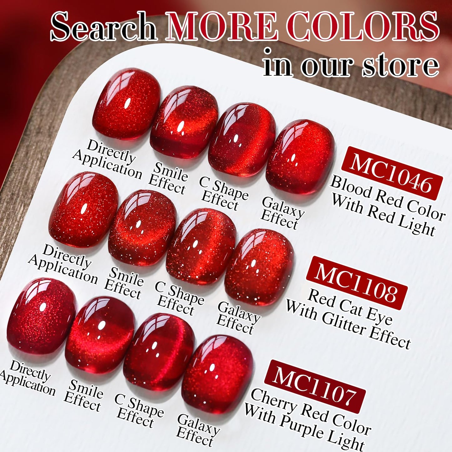 Double Rhythm 15ML Ice Glass Cat Eye Gel Polish with Magnet Holographic Glitter Shimmer Translucent Sheer Color Salon Soak Off Magnetic Nail at Home (Red Glitter-MC1108)-Velvo Beauty