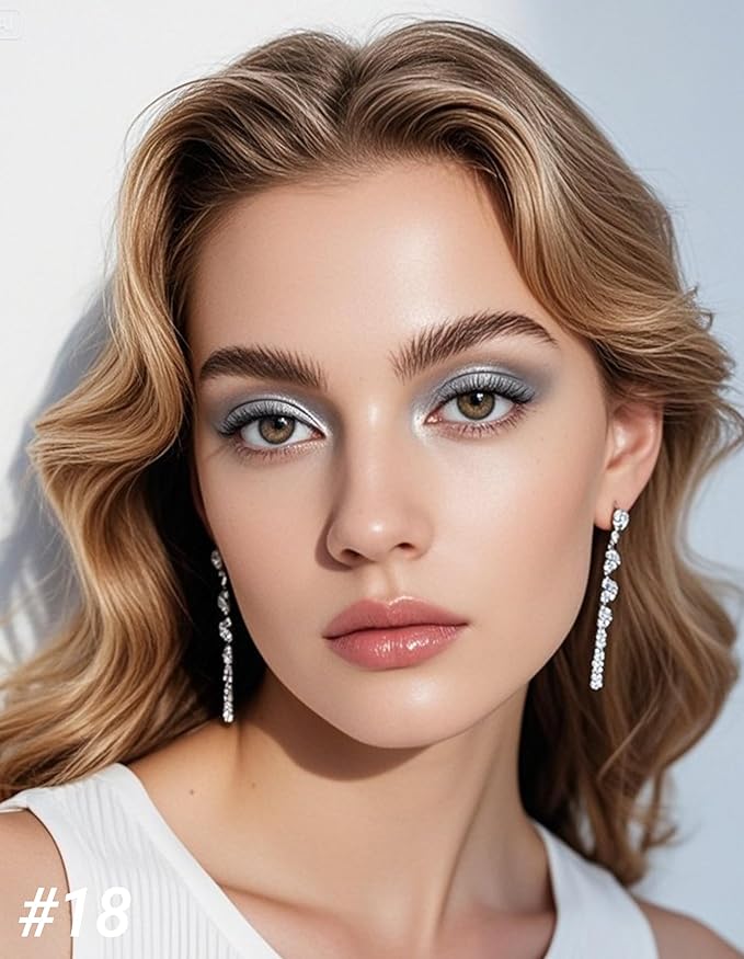 Erinde Shimmer Cream Eyeshadow Stick, Long Lasting Metallic Eye Shadow Sticks, Waterproof Creamy Glitter Eyeshadow Pencil, High Pigmented Blendable Neutral Eye Makeup, 18 Glacier Blue Shimmer-Velvo Beauty