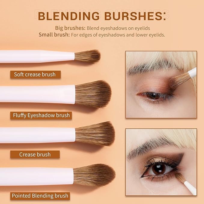 Jessup Precision Makeup Brushes 10Pcs Eye Makeup Brush Set Premium Synthetic Eyeshadow Concealer Eyeliner Eyebrow Blending Highlight Brush, Light Grey T330-Velvo Beauty