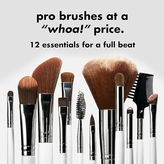 e.l.f. Professional Set of 12 Makeup Brushes, Pro-Worthy Makeup Brushes For A Flawless Full-Face Application, Vegan & Cruelty-Free-Velvo Beauty