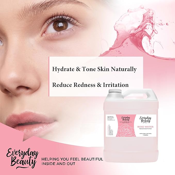 Rose Water Facial Toner Bulk - 1 Gallon Alcohol-Free Vegan All Natural Refreshing for Face and Hair - Uplifts, Calming & Soothing for All Skin Types-Velvo Beauty