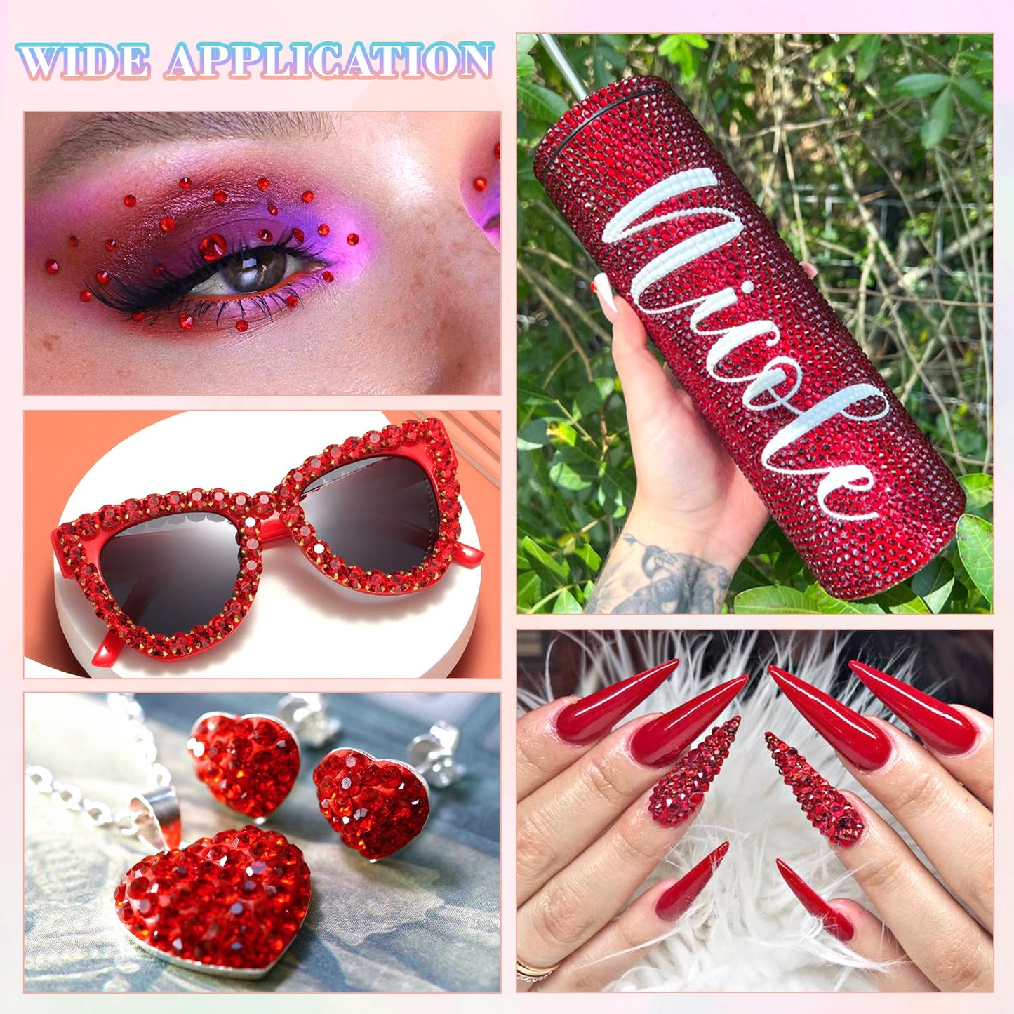 30000Pcs Resin Red Rhinestones for Bedazzling Crafting with b7000 Jewelry Glue, Bulk Flatback Gems Bedazzler Kit for Crafts Clothes Shoes Fabric Nail Diamond Art, Assorted Size 2/3/4/5/6mm-Velvo Beauty