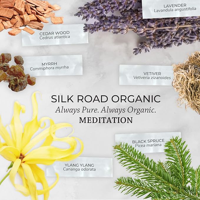 Silk Road Organic Meditation Essential Oil Empowering Blend Roll On,100% Pure USDA Certified Aromatherapy for Chakra Healing, Focus, Calming, Mindfulness & Spiritual Well-Being - 10ml Roller-Velvo Beauty