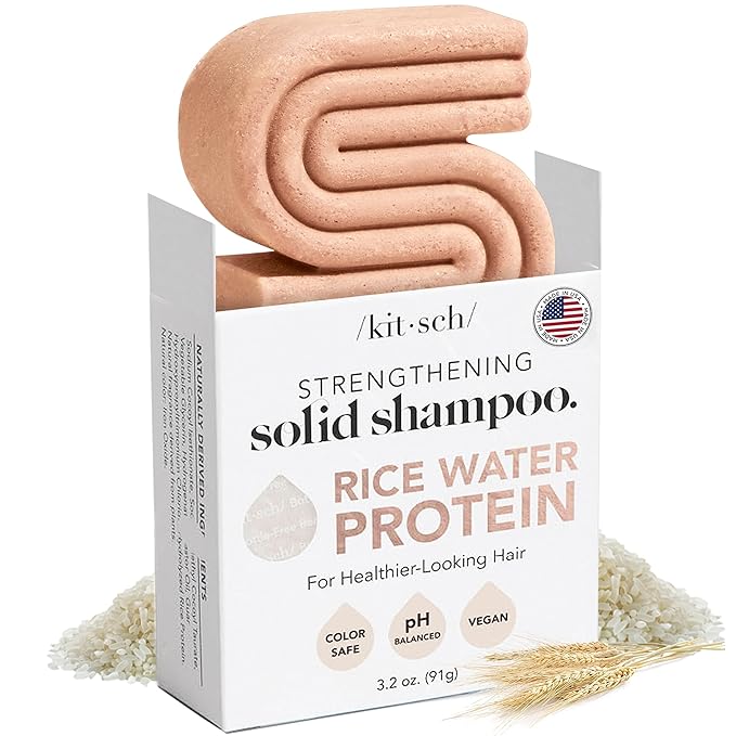 Kitsch Rice Water Shampoo Bar – Dry Hair Shampoo & Soap Bar for Hair Care & Hair Growth – Women and Mens Shampoo – Strengthens Damaged Hair – Vegan, Paraben, Silicone & Sulfate-Free – 3.2 oz-Velvo Beauty