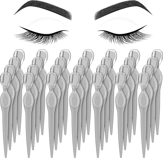 Mudder 28 Pcs Eyebrow Razor Knife Shaver Trimmer Shaver Multipurpose Exfoliating Tool Facial Hair Removal for Women Valentine Gift Giving(Gray)-Velvo Beauty