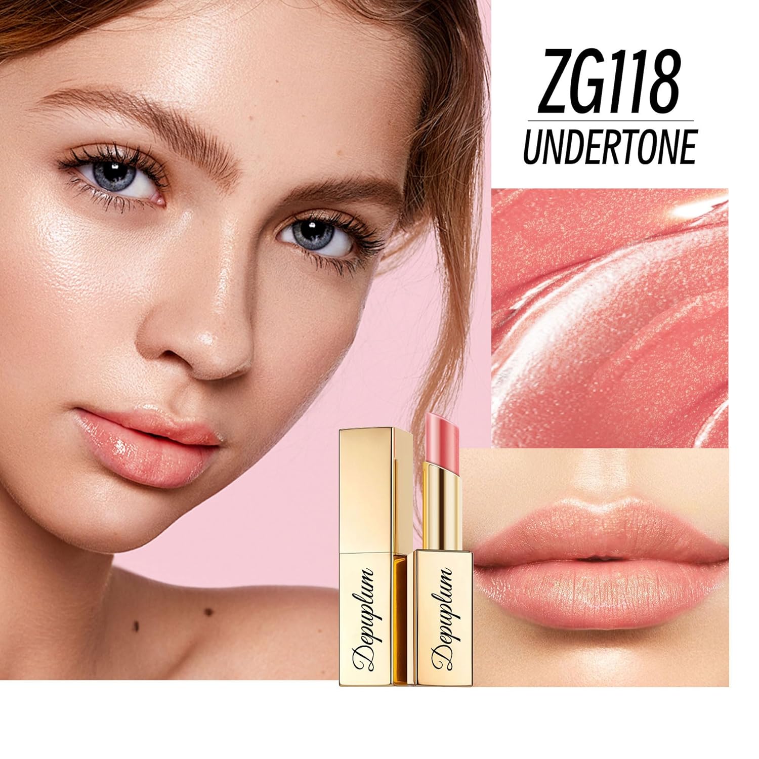 Nude Lipstick Moisturizing for Women Shimmer Tinted Lip Balm Hydrating Nourishing Lip Gloss Vegan& Cruelty Free Lip Makeup, ZG118 Undertone-Velvo Beauty