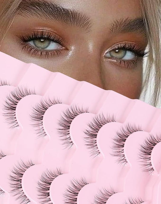 Natural Lashes False Lashes False Eyelashes Wispy Lashes Natural Eyelashes Wispy Eye Lashes Clear Band Lashes UP15-Velvo Beauty