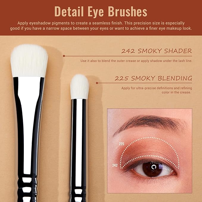 Jessup Eyeshadow Brush Set 7pcs Fluffy Eye Makeup Brushes for Eye Shadow Blending Shader Crease Concealer Black T334-Velvo Beauty