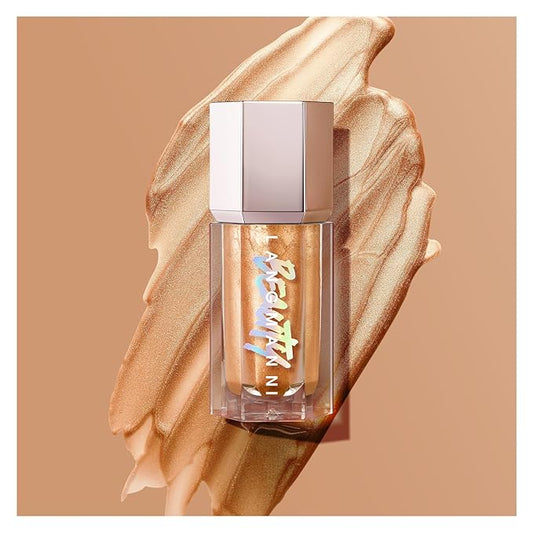 URQT Highly Pigmented Liquid Contour Highlighter - Built-in Sponge Tip Sculpted Complexion Wand Contour Natural Weightless Buildable Highlighters Contour Contouring Bronzer (#03 LIQUID GOLD)-Velvo Beauty