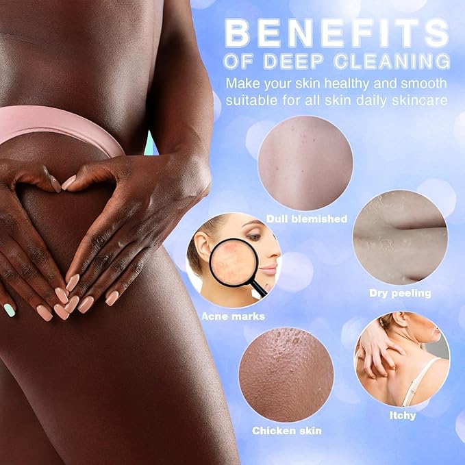 UJFQBH 3 Pieces African Bath Sponge African Net Long Net Bath Sponge Exfoliating Shower Body Scrubber Back Scrubber Skin Smoother,Great for Daily Use (Pale Purple, Blue, Green)-Velvo Beauty