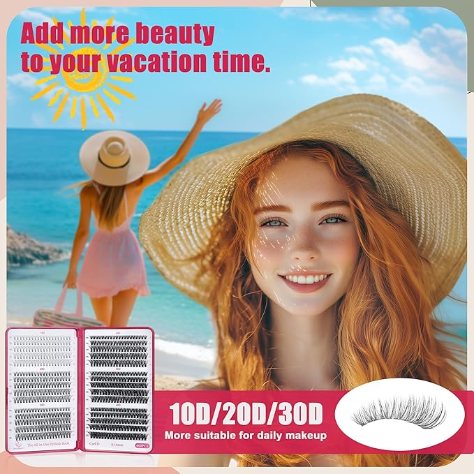 Lash Clusters 600PCS Lashes - Wispy Lash Clusters 10D 20D 30D+40D50D60D Individual Lashes Clusters D Curl Lash Extension 8-16MM Eyelash Clusters DIY Cluster Eyelash Extensions for Beginners Eyelashes-Velvo Beauty