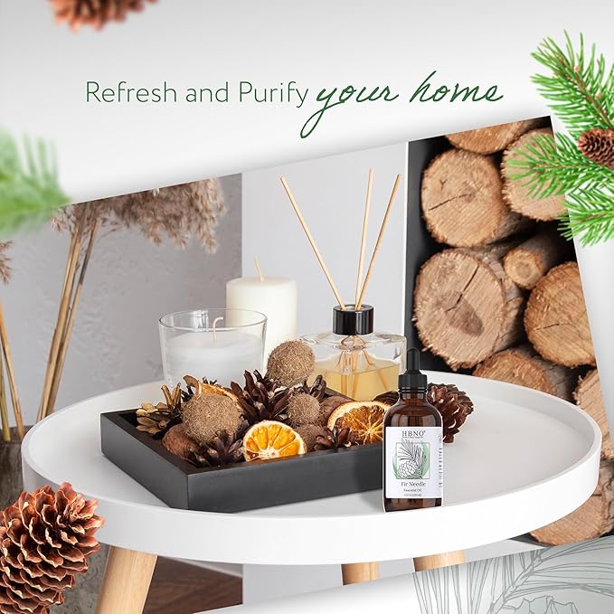 HBNO Fir Needle Essential Oil - Huge 4 oz (120ml) Value Size - Natural Fir Needle Oil - Perfect for Cleaning, Aromatherapy, DIY, Soap and Diffuser-Velvo Beauty