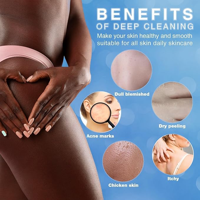 UJFQBH 5 Pieces African Bath Sponge African Net Long Net Bath Sponge Exfoliating Shower Body Scrubber Back Scrubber Skin Smoother,Great for Daily Use (Purple, Pink, Green, Blue, White)-Velvo Beauty