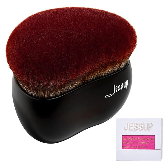 Jessup Foundation Brush Large Kabuki Makeup Brush for Face Body Blending Buffing Stippling Liquid Powder Cream Flawless with Gift Box, Black SF001-Velvo Beauty
