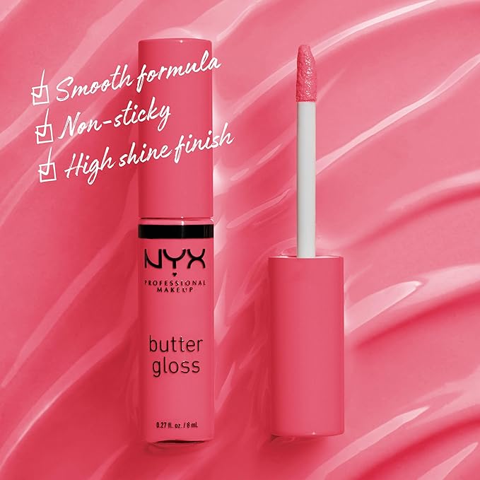 NYX PROFESSIONAL MAKEUP Butter Gloss, Non-Sticky Lip Gloss - Peaches & Cream (Pink Coral)-Velvo Beauty