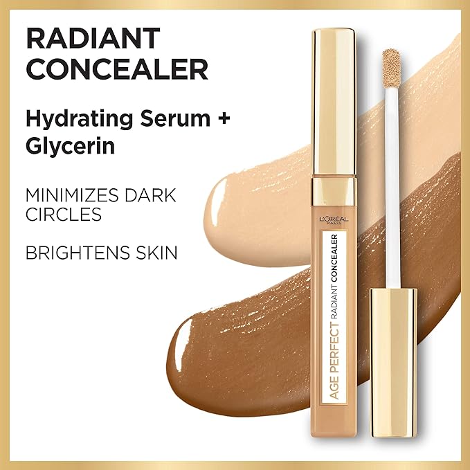 L’Oréal Paris Age Perfect Radiant Concealer with Hydrating Serum and Glycerin, Nude Beige-Velvo Beauty