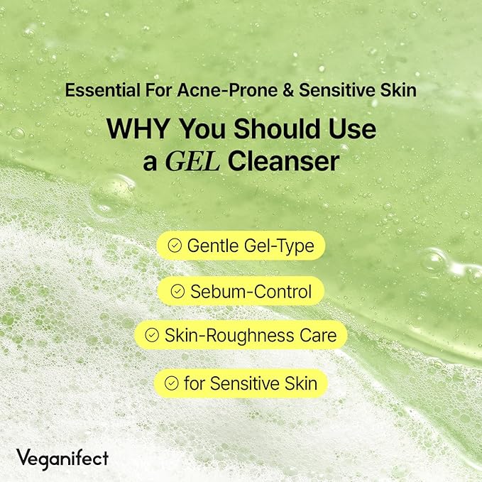 Gel Cleanser, Big Size, Gentle Exfoliation and Face cleanser for Sensitive Skin, Korean Skin Care, Vegan, 6.93 Fl Oz-Velvo Beauty