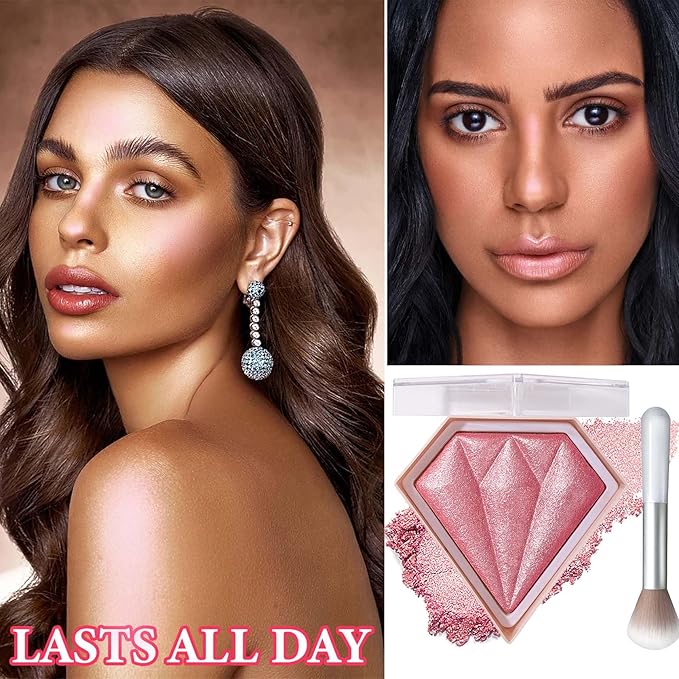 Face Glitter Blush Shimmer Waterproof Highlighter Blusher Powder,Facial Contour Corrector Long Lasting Glitter Illuminator Highlighter Palette Shimmer Highlight Makeup Palette(05#)-Velvo Beauty