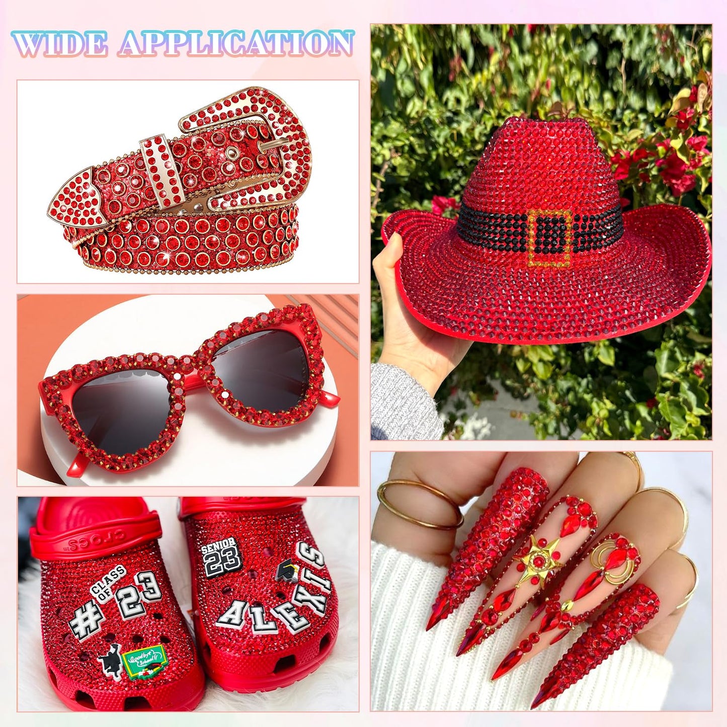 30000Pcs Resin Red Rhinestones with B7000 Jewelry Glue for Crafting, 2-6mm Non Hotfix Flatback Gems, Bedazzling Crystal for DIY Crafts Clothing Tumblers Mugs Shoes Fabric Decor Nail Art-Velvo Beauty