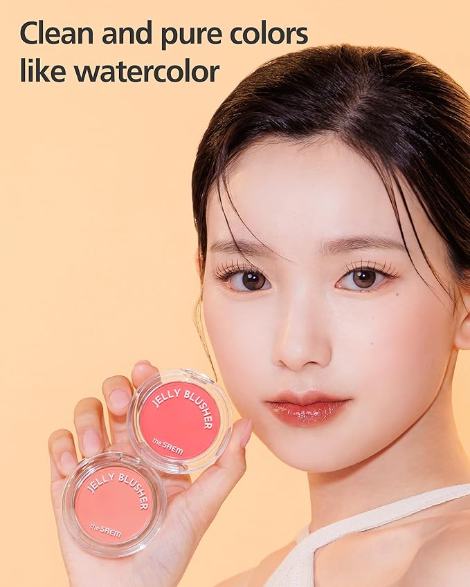 THESAEM Jelly Blusher CR01 Peach Crush - Velvety Finish Soft Jelly Powder Cheek - Easy Blending Formula- Lightweight, Smooth, Natural Buildable Blusher-Velvo Beauty