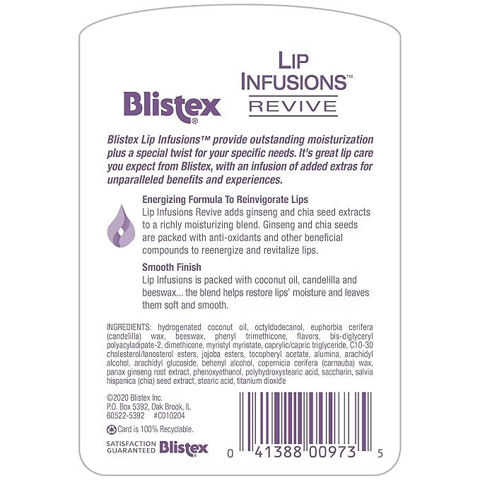Blistex Lip Infusions Revive Lip Moisturizer 0.13 Ounce-Velvo Beauty