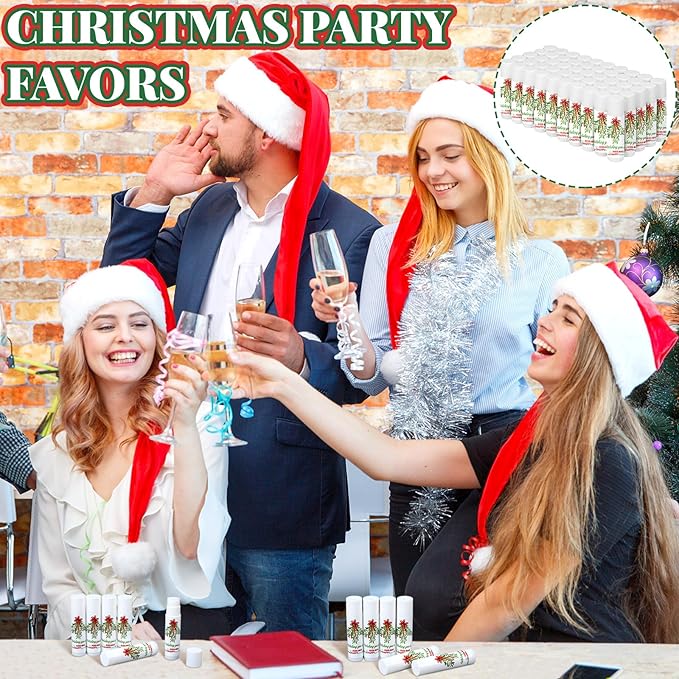 50 Pcs Christmas Lip Balms Mistletoe Gifts Bulk Christmas Vanilla Flavors Lip Balms Lips Moisturizer for Christmas Stocking Stuffers Xmas Party Supplies Favors-Velvo Beauty