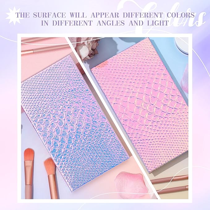 2 Pieces Magnetic Palette Mermaid Empty Palette with Mirror and 36 Pcs Adhesive Metal Empty Palette Stickers Large Mermaid Makeup Empty Palette for Eyeshadow Lipstick Blush Powder-Velvo Beauty