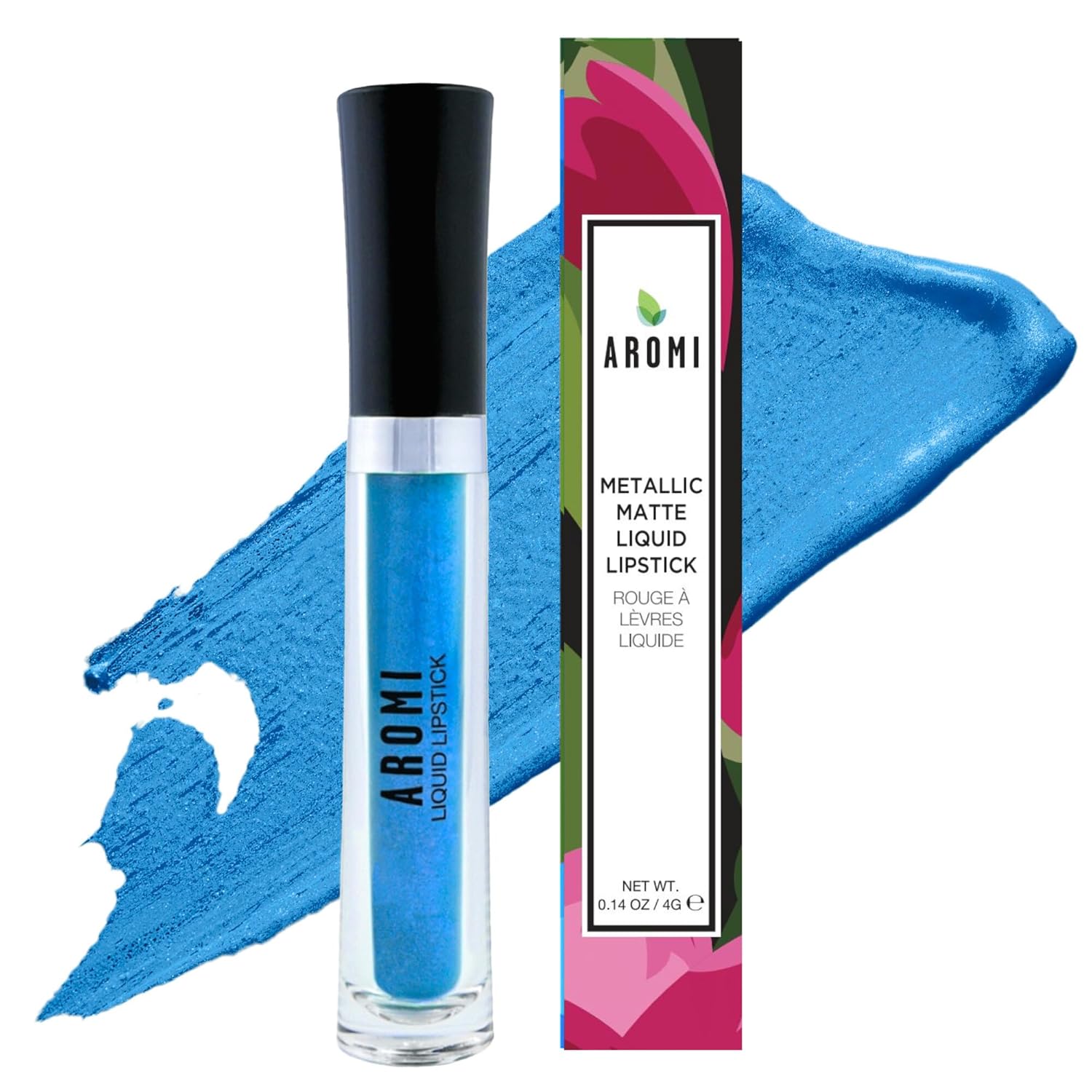 Aromi Bright Blue Metallic Liquid Lipstick | Sparkly Sky Lip Color with Shimmery Finish, Vegan Makeup, Cruelty-free, Long-lasting (Snow Queen)-Velvo Beauty