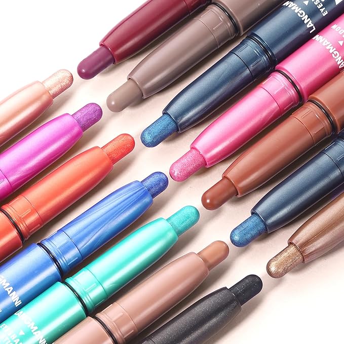 LANGMANNI Eyeshadow Stick, 6 PCS Waterproof Multi-Color Eyeshadow Pen Set, Creamy Long-Lasting Eye Makeup Kit, Natural & Shimmer Shades Contour Stick, Perfect Gifts For Women (#E)-Velvo Beauty