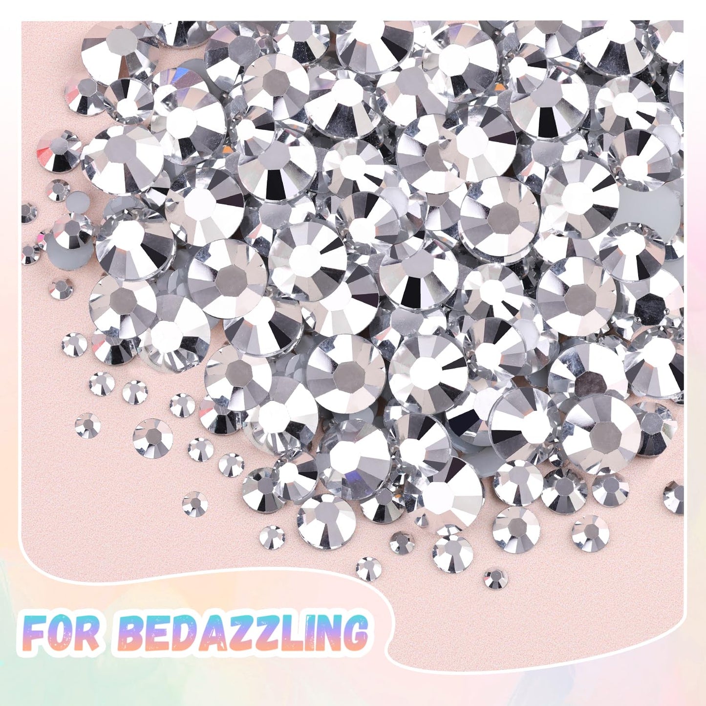 25000Pcs Resin Rhinestones with Tweezers for Crafting, 2-6mm Mixed Sizes (Silver) Non Hotfix Flatback Gems, Bedazzling Crystal for DIY Crafts Clothing Tumblers Mugs Shoes Decor Nail Art-Velvo Beauty