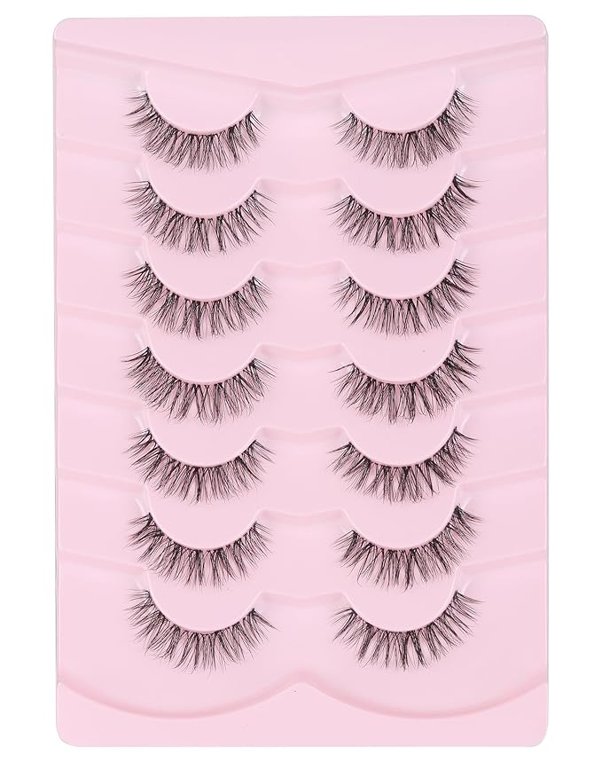 Lashes Wispy False Eyelashes Natural Mink Lashes Small Strip Lashes Wispies Eyelashes Short Eyelashes Natural Look Eye Lashes Pack 7 Pairs-Velvo Beauty
