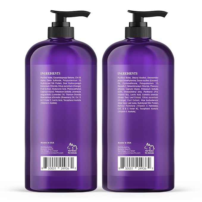 Botanic Hearth Purple Shampoo And Conditioner Set | For All Shades Of Blonde, Silver And Gray Hair | Enhances Highlights | Sulfate Free, Paraben Free, 16 Fl Oz Each-Velvo Beauty