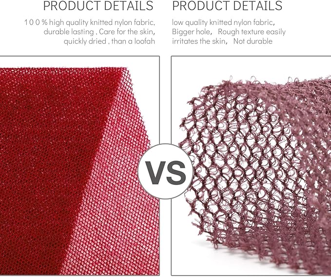 UJFQBH 2 Pieces African Bath Sponge African Net Long Net Bath Sponge Exfoliating Shower Body Scrubber Back Scrubber Skin Smoother,Great for Daily Use (Red)-Velvo Beauty