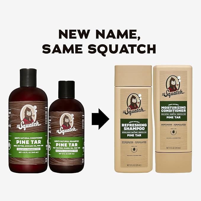 Dr. Squatch Natural Hair Bundle for Men - Healthy, Full Looking Hair - Pine Tar Shampoo (11 fl oz), Pine Tar Conditioner (11 fl oz)-Velvo Beauty