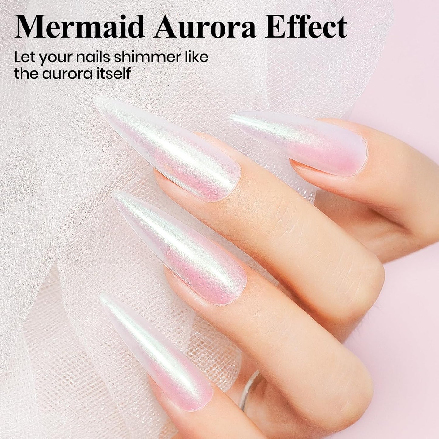 Quick Dry Nail Polish - Mermaid Shimmer Nail Lacquer Pearl White, Green Aurora Effect, Air Dry Fast Fingernail And Toenail Polish, 12ML-Velvo Beauty