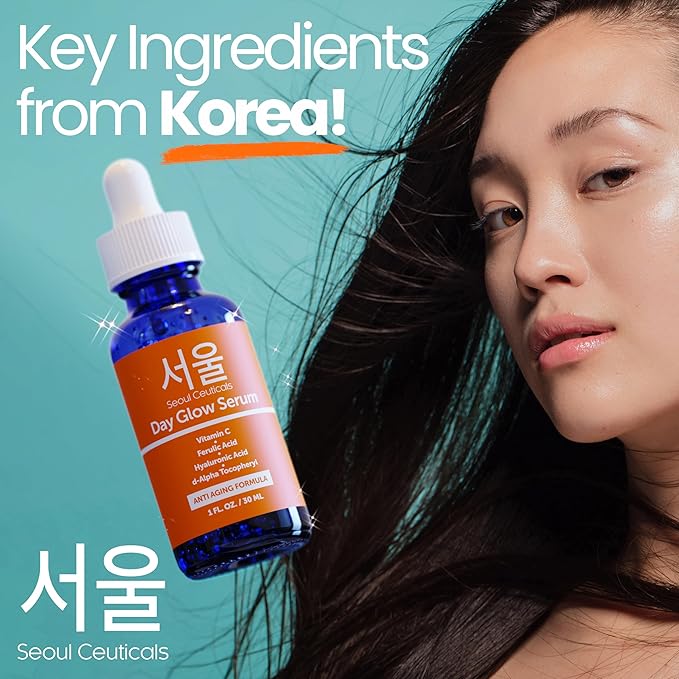 SeoulCeuticals Korean Skin Care 20% Vitamin C Hyaluronic Acid Serum + CE Ferulic Acid - Potent Anti Aging, Anti Wrinkle Korean Beauty 1oz-Velvo Beauty