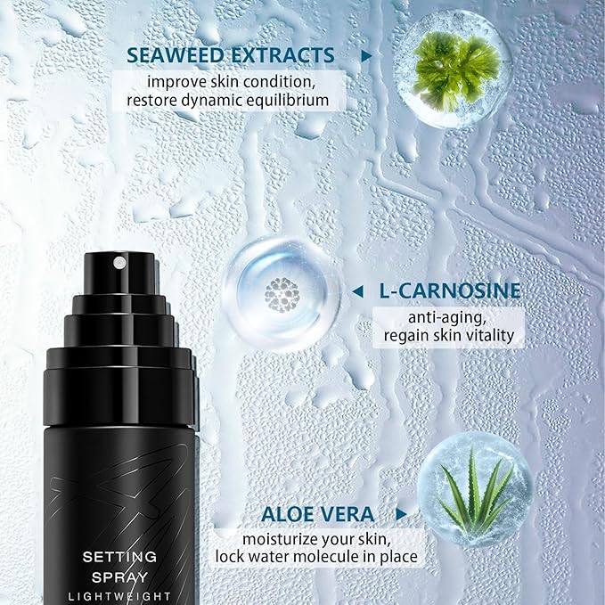 AMIIR Makeup Setting Spray, Waterproof Finishing spray, Long Lasting Lock Face Fixing Mist, Hydrate Before Makeup Matte Oil Control Lightweight Refreshing-Velvo Beauty