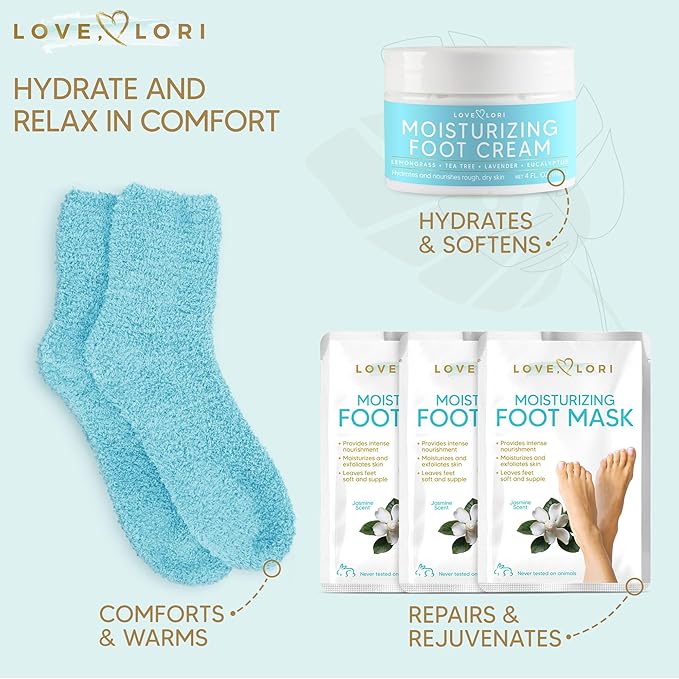 LOVE, LORI Foot Spa Kit, Foot Care Kit, Self Care Gifts for Women, 8 Piece Pedicure Kit, Great Valentine Day Gifts for Her, Gifts for Women, Spa Gifts-Velvo Beauty
