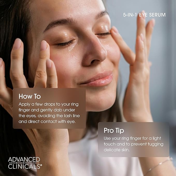 Advanced Clinicals 5-in-1 Eye Serum | Multi-Benefit Visible Anti Aging Under Eye Serum Face Moisturizer Reduces Appearance Of Dark Circles, Puffy Eyes, Crows Feet, Wrinkles, & Fine Lines, 2-Pack-Velvo Beauty
