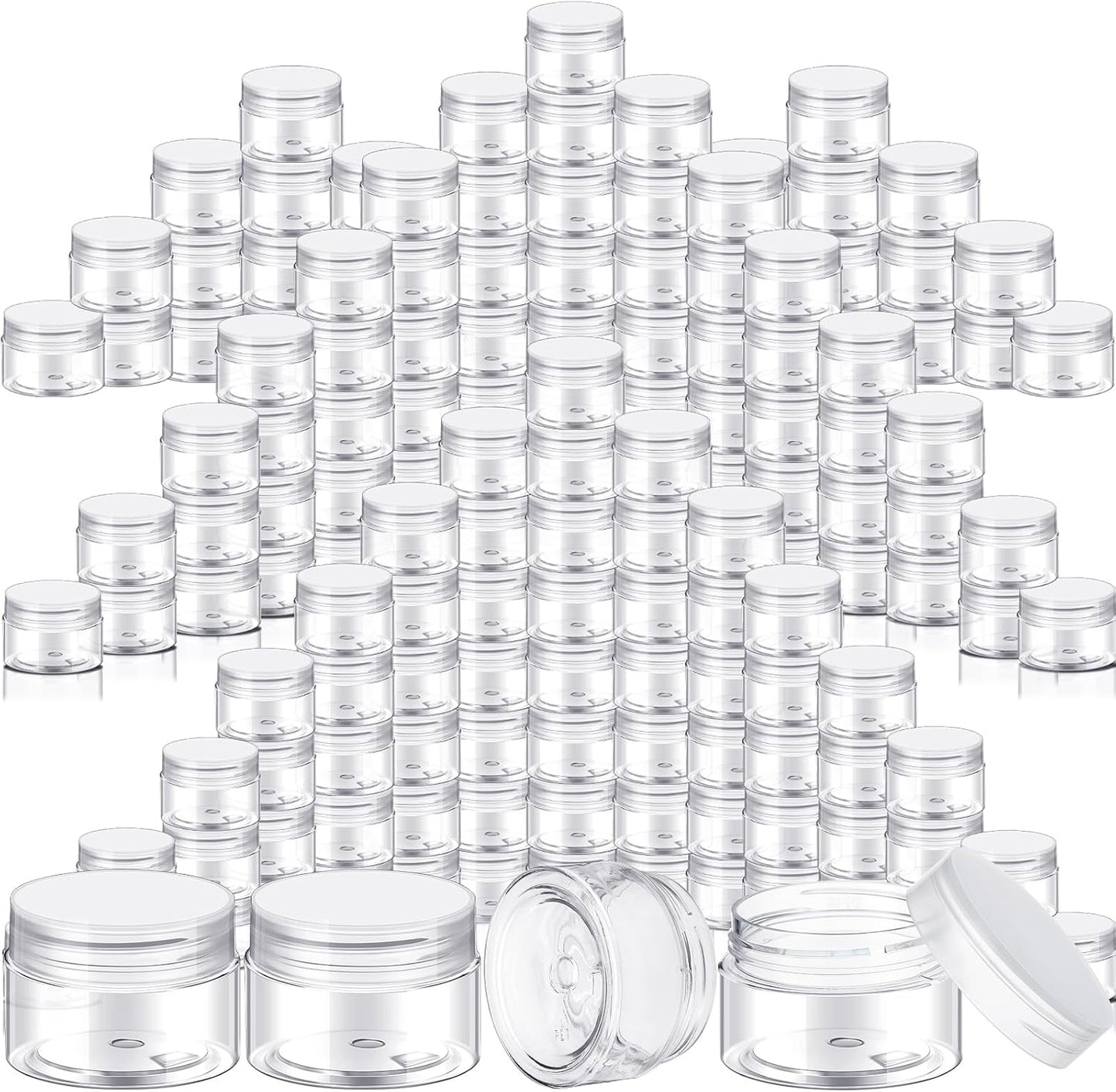 SATINIOR 100 Pcs Plastic Jars with Lids Small Containers Lids Wide Mouth Small Plastic Containers for Lotion Cream Rhinestones Body Butters Travel Storage(1 oz,Clear)-Velvo Beauty