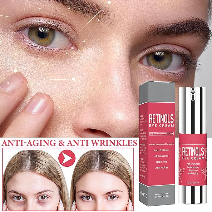 Retinol Eye Cream for Dark Circles and Puffiness,Under Eye Cream with Collagen & Hyaluronic Acid,Fix Wrinkle,Lightweight Lift Eye Cream,Brighten Tighten Eye Cream Gel to Smooth Fine Lines & Hydrate-Velvo Beauty