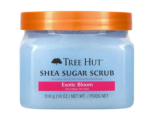Tree Hut Exotic Bloom Shea Sugar Scrub | Exfoliating Body Scrub Removes Dead, Dry Skin for a Soft & Hydrated Feel | Nourishing Essential Body Care | 18 fl oz.-Velvo Beauty