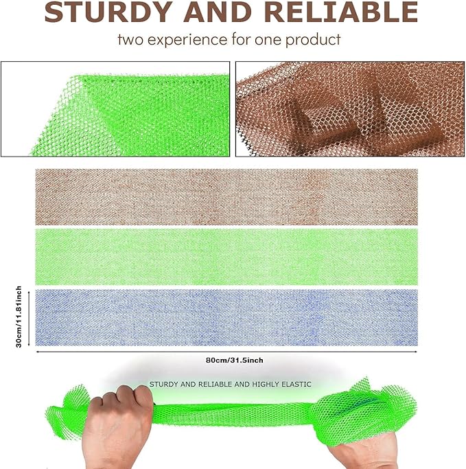 UJFQBH 3 Pieces African Bath Sponge African Net Long Net Bath Sponge Exfoliating Shower Body Scrubber Back Scrubber Skin Smoother,Great for Daily Use (Brown、Blue、Green)-Velvo Beauty