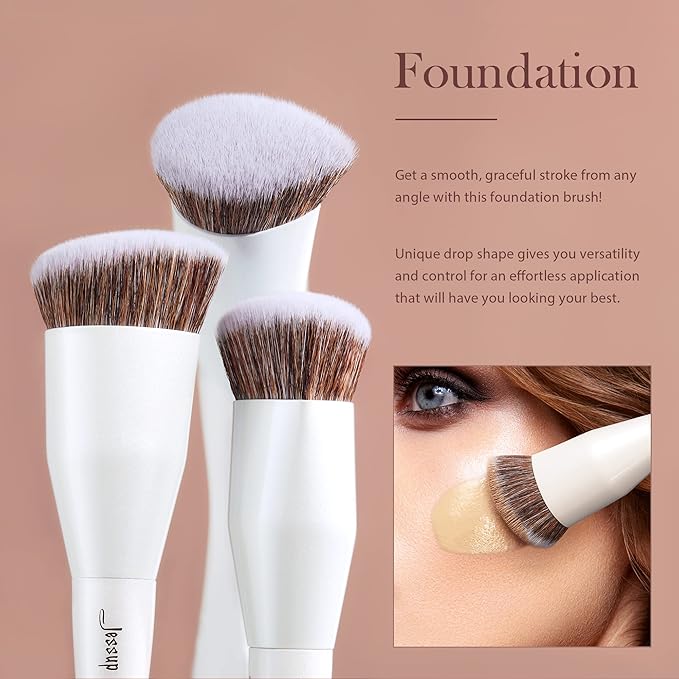 Jessup Make up Brushes 4pcs Face Makeup Brushes Set for Foundation Concealer Blush Contour Powder Highlighter, Pearl White T344-Velvo Beauty
