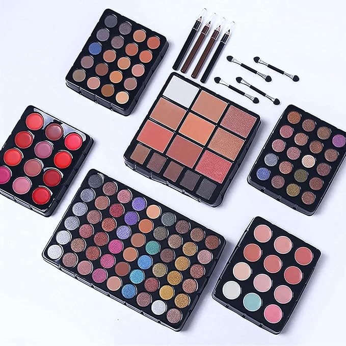 132 Colors All In One Ultimate Color Makeup Kit: Carry All Trunk with Cosmetic Contouring Palette, Concealer, Face Powder, Lip Gloss, Blusher, Contour Shade, Eye Liner, and Eyebrow Powder.-Velvo Beauty